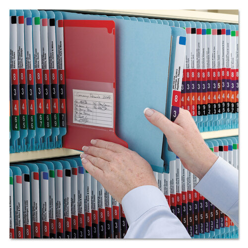 SMD26781 - Smead - End Tab Pressboard Classification Folders, Six SafeSHIELD Fasteners, 2&quot; Expansion, 2 Dividers, Letter Size, Blue, 10/Box