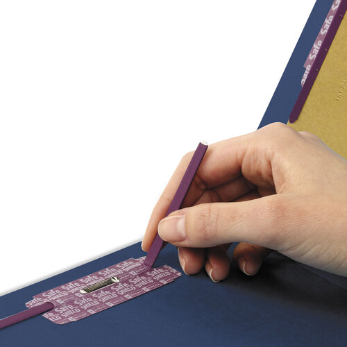 SMD26784 - Smead - End Tab Pressboard Classification Folders, Six SafeSHIELD Fasteners, 2&quot; Expansion, 2 Dividers, Letter Size, Dark Blue, 10/Box