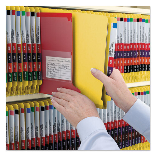 SMD26789 - Smead - End Tab Pressboard Classification Folders, Six SafeSHIELD Fasteners, 2&quot; Expansion, 2 Dividers, Letter Size, Yellow, 10/Box