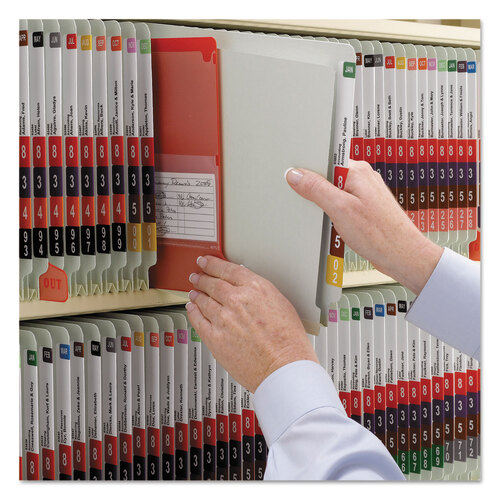 SMD26800 - Smead - End Tab Pressboard Classification Folders, Four SafeSHIELD Fasteners, 2&quot; Expansion, 1 Divider, Letter Size, Gray-Green, 10/BX