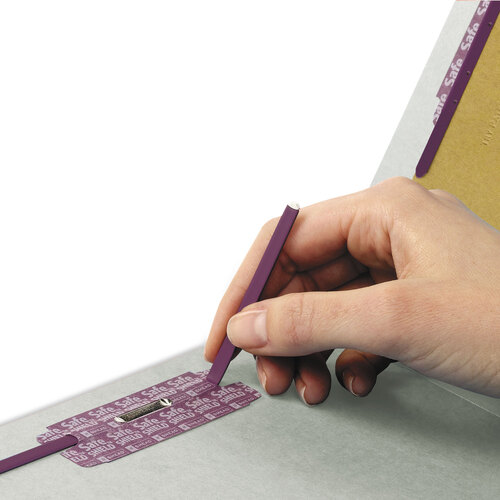 SMD26810 - Smead - End Tab Pressboard Classification Folders, Six SafeSHIELD Fasteners, 2&quot; Expansion, 2 Dividers, Letter Size, Gray-Green, 10/BX