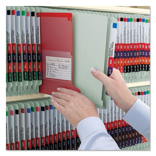 SMD26810 - Smead - End Tab Pressboard Classification Folders, Six SafeSHIELD Fasteners, 2&quot; Expansion, 2 Dividers, Letter Size, Gray-Green, 10/BX