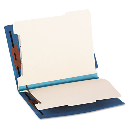 SMD26836 - Smead - Colored End Tab Classification Folders with Dividers, 2&quot; Expansion, 2 Dividers, 6 Fasteners, Letter Size, Blue, 10/Box