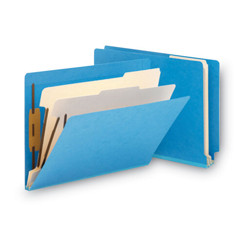 SMD26836 - Smead - Colored End Tab Classification Folders with Dividers, 2&quot; Expansion, 2 Dividers, 6 Fasteners, Letter Size, Blue, 10/Box