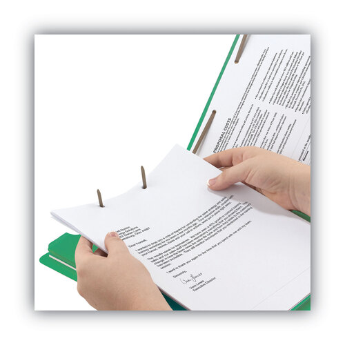 SMD26837 - Smead - Colored End Tab Classification Folders with Dividers, 2&quot; Expansion, 2 Dividers, 6 Fasteners, Letter Size, Green, 10/Box