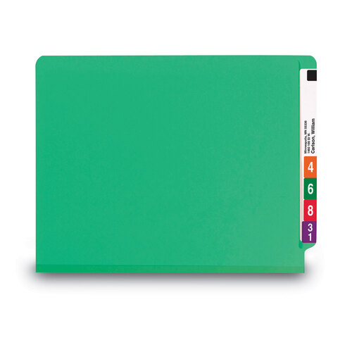 SMD26837 - Smead - Colored End Tab Classification Folders with Dividers, 2&quot; Expansion, 2 Dividers, 6 Fasteners, Letter Size, Green, 10/Box