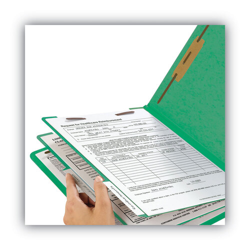 SMD26837 - Smead - Colored End Tab Classification Folders with Dividers, 2&quot; Expansion, 2 Dividers, 6 Fasteners, Letter Size, Green, 10/Box