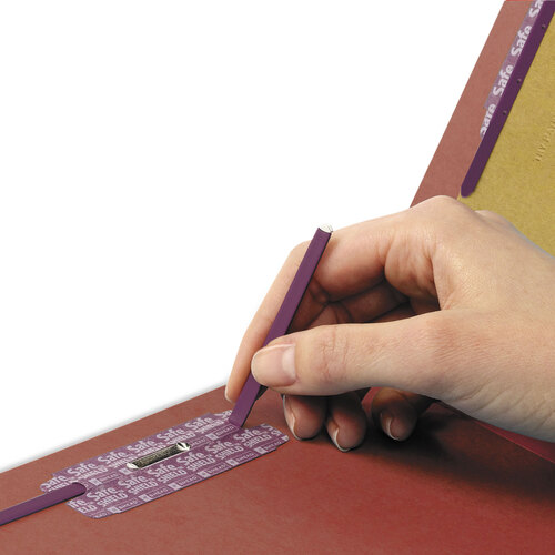 SMD26860 - Smead - End Tab Pressboard Classification Folders, Six SafeSHIELD Fasteners, 2&quot; Expansion, 2 Dividers, Letter Size, Red, 10/Box
