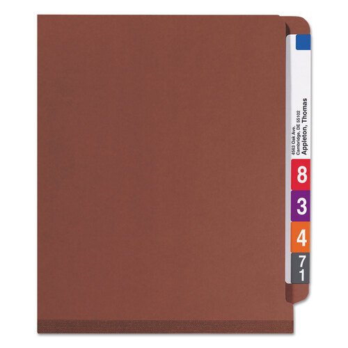 SMD26865 - Smead - End Tab Pressboard Classification Folders, Eight SafeSHIELD Fasteners, 3&quot; Expansion, 3 Dividers, Letter Size, Red, 10/Box