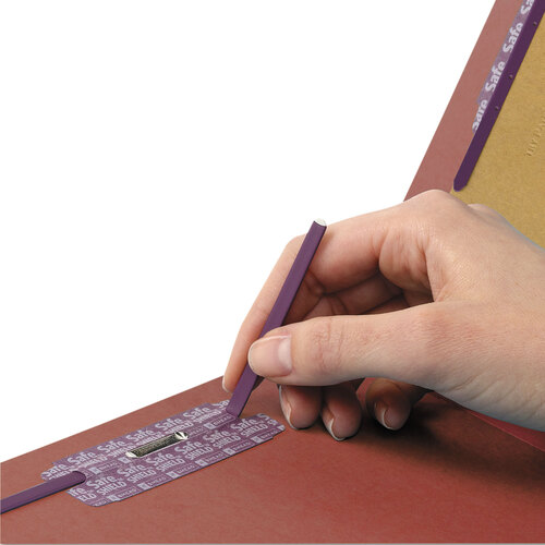 SMD26865 - Smead - End Tab Pressboard Classification Folders, Eight SafeSHIELD Fasteners, 3&quot; Expansion, 3 Dividers, Letter Size, Red, 10/Box