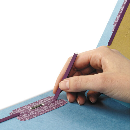 SMD29781 - Smead - End Tab Pressboard Classification Folders, Six SafeSHIELD Fasteners, 2&quot; Expansion, 2 Dividers, Legal Size, Blue, 10/Box