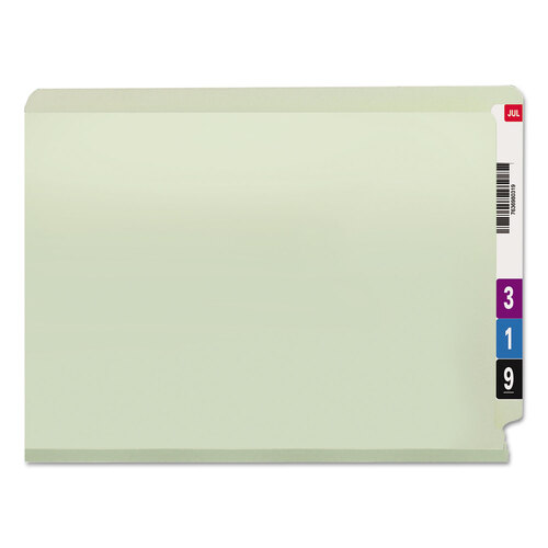 SMD34705 - Smead - End Tab Pressboard Classification Folders, Two SafeSHIELD Coated Fasteners, 1&quot; Expansion, Letter Size, Gray-Green, 25/Box