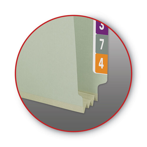 SMD34725 - Smead - End Tab Pressboard Classification Folders, Two SafeSHIELD Coated Fasteners, 3&quot; Expansion, Letter Size, Gray-Green, 25/Box