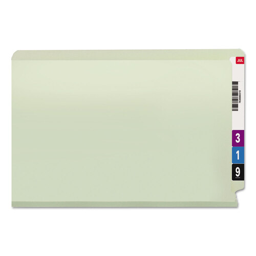 SMD37705 - Smead - End Tab Pressboard Classification Folders, Two SafeSHIELD Coated Fasteners, 1&quot; Expansion, Legal Size, Gray-Green, 25/Box