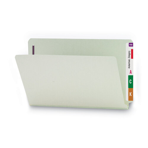 SMD37705 - Smead - End Tab Pressboard Classification Folders, Two SafeSHIELD Coated Fasteners, 1&quot; Expansion, Legal Size, Gray-Green, 25/Box