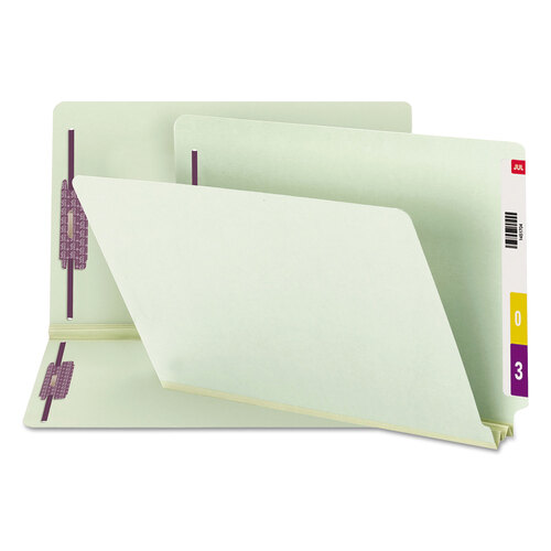 SMD37715 - Smead - End Tab Pressboard Classification Folders, Two SafeSHIELD Coated Fasteners, 2&quot; Expansion, Legal Size, Gray-Green, 25/Box