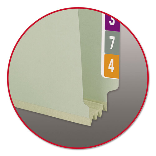 SMD37725 - Smead - End Tab Pressboard Classification Folders, Two SafeSHIELD Coated Fasteners, 3&quot; Expansion, Legal Size, Gray-Green, 25/Box