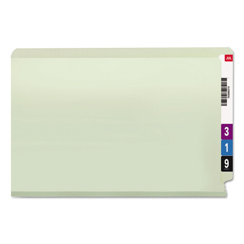 SMD37725 - Smead - End Tab Pressboard Classification Folders, Two SafeSHIELD Coated Fasteners, 3&quot; Expansion, Legal Size, Gray-Green, 25/Box