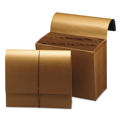 SMD70186 - Smead - Indexed Expanding Kraft Files, 12 Sections, Elastic Cord Closure, 1/12-Cut Tabs, Letter Size, Kraft