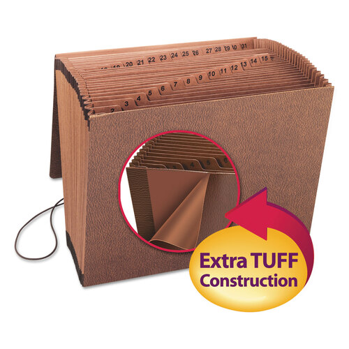SMD70367 - Smead - TUFF Expanding Wallet, 31 Sections, Elastic Cord Closure, 1/15-Cut Tabs, Letter Size, Redrope