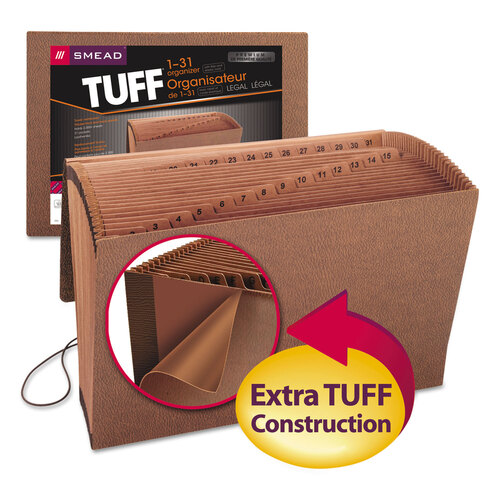 SMD70369 - Smead - TUFF Expanding Wallet, 31 Sections, Elastic Cord Closure, 1/15-Cut Tabs, Legal Size, Redrope