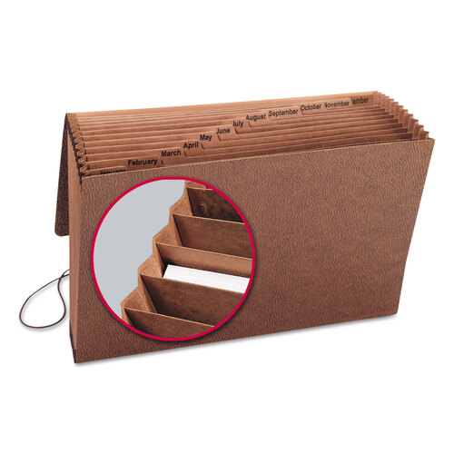 SMD70390 - Smead - TUFF Expanding Wallet, 12 Sections, Elastic Cord Closure, 1/12-Cut Tabs, Legal Size, Redrope