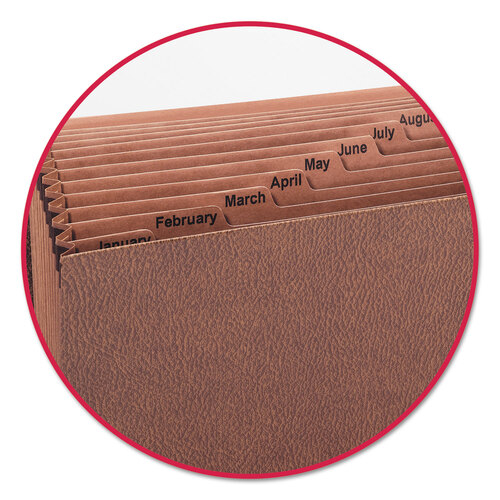 SMD70390 - Smead - TUFF Expanding Wallet, 12 Sections, Elastic Cord Closure, 1/12-Cut Tabs, Legal Size, Redrope