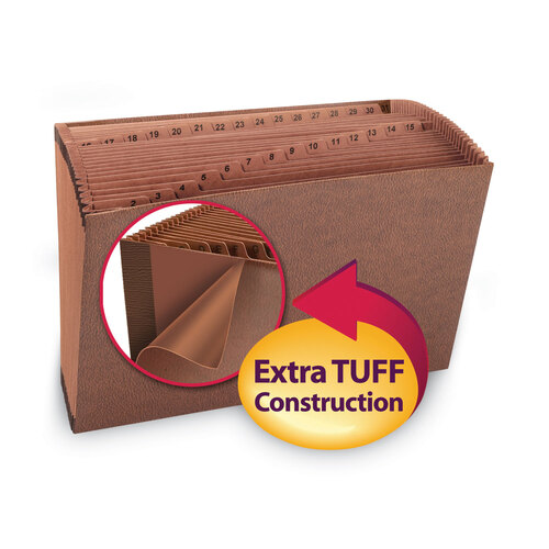 SMD70469 - Smead - TUFF Expanding Open-Top Stadium File, 31 Sections, 1/31-Cut Tabs, Legal Size, Redrope