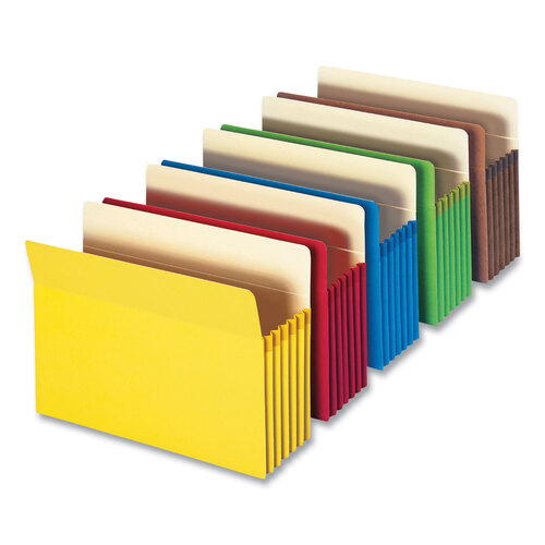 SMD73836 - Smead - Colored File Pockets, 5.25&quot; Expansion, Letter Size, Assorted Colors, 5/Box