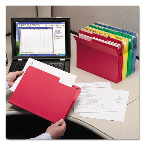 SMD73892 - Smead - Colored File Pockets, 3.5&quot; Expansion, Letter Size, Assorted Colors, 5/Pack