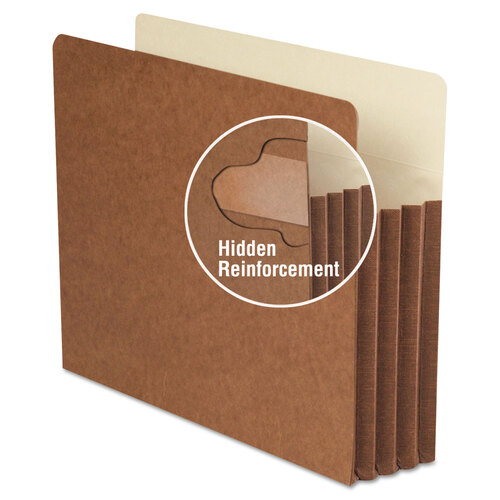SMD74395 - Smead - Redrope TUFF Pocket Drop-Front File Pockets with Fully Lined Gussets, 7&quot; Expansion, Legal Size, Redrope, 5/Box