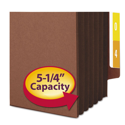SMD74691 - Smead - Redrope Drop-Front End Tab File Pockets, Fully Lined 6.5&quot; High Gussets, 5.25&quot; Expansion, Legal Size, Redrope/Brown, 10/Box