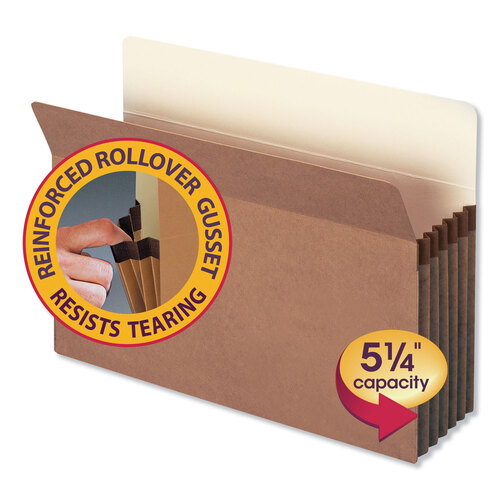 SMD74810 - Smead - Redrope Drop Front File Pockets, 5.25&quot; Expansion, Legal Size, Redrope, 50/Box