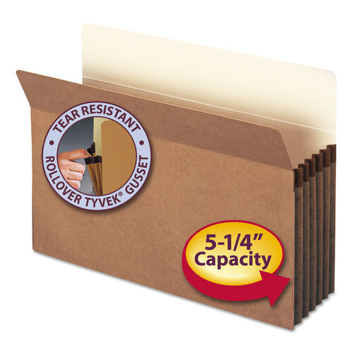 SMD74810 - Smead - Redrope Drop Front File Pockets, 5.25&quot; Expansion, Legal Size, Redrope, 50/Box