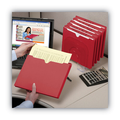 SMD75569 - Smead - Colored File Jackets with Reinforced Double-Ply Tab, Straight Tab, Letter Size, Red, 50/Box