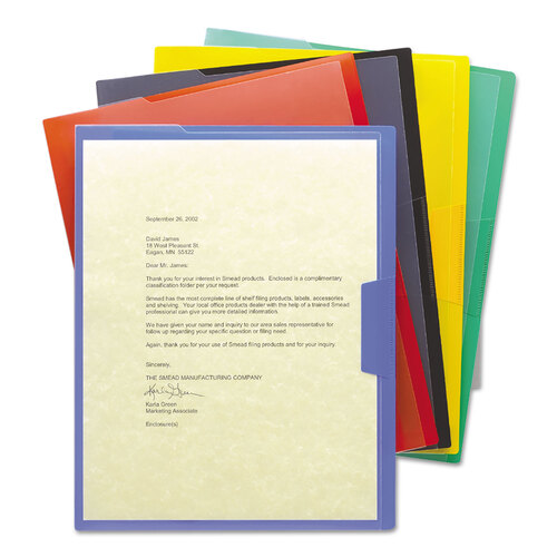 SMD85740 - Smead - Organized Up Poly Opaque Project Jackets, Letter Size, Assorted Colors, 5/Pack