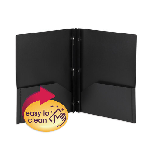 Avery Two Pocket Folders with 3 Prong Fasteners, 25 Black Folders