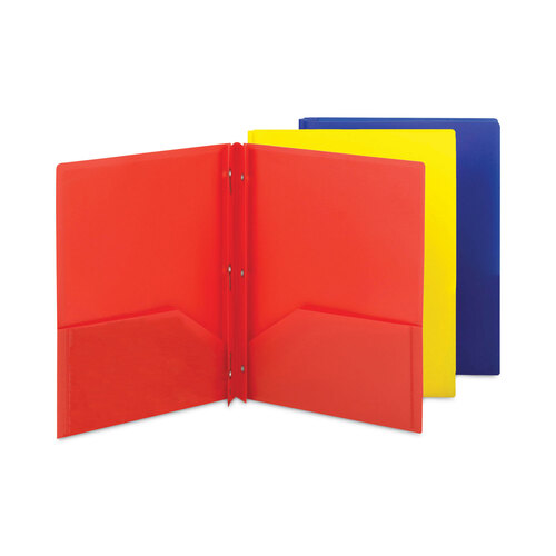 SMD87746 - Smead - Poly Two-Pocket Folder with Fasteners, 130-Sheet Capacity, 11 x 8.5, Assorted, 6/Pack