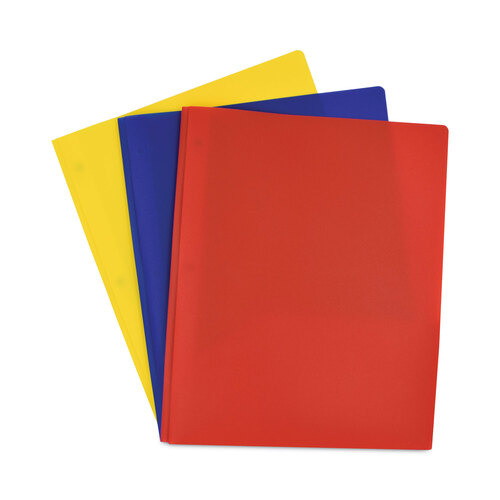 SMD87746 - Smead - Poly Two-Pocket Folder with Fasteners, 130-Sheet Capacity, 11 x 8.5, Assorted, 6/Pack