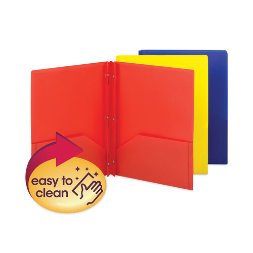SMD87746 - Smead - Poly Two-Pocket Folder with Fasteners, 130-Sheet Capacity, 11 x 8.5, Assorted, 6/Pack