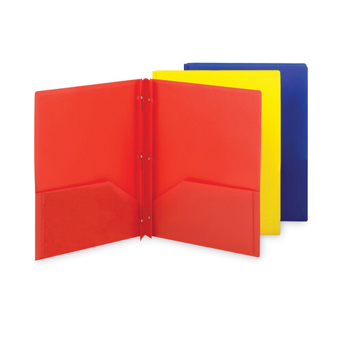 SMD87746 - Smead - Poly Two-Pocket Folder with Fasteners, 130-Sheet Capacity, 11 x 8.5, Assorted, 6/Pack