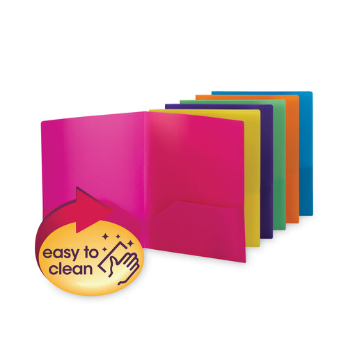 SMD87761 - Smead - Poly Two-Pocket Folders, 100-Sheet Capacity, 11 x 8.5, Assorted, 6/Pack
