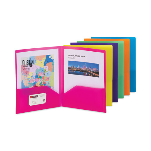 SMD87761 - Smead - Poly Two-Pocket Folders, 100-Sheet Capacity, 11 x 8.5, Assorted, 6/Pack