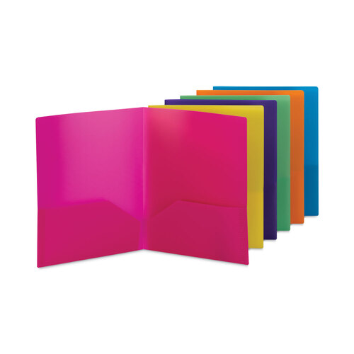 SMD87761 - Smead - Poly Two-Pocket Folders, 100-Sheet Capacity, 11 x 8.5, Assorted, 6/Pack