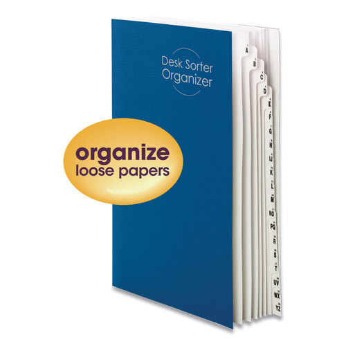 SMD89237 - Smead - Deluxe Expandable Indexed Desk File/Sorter, Reinforced Tabs, 20 Dividers, Alpha/Numeric Index, Legal Size, Dark Blue Cover