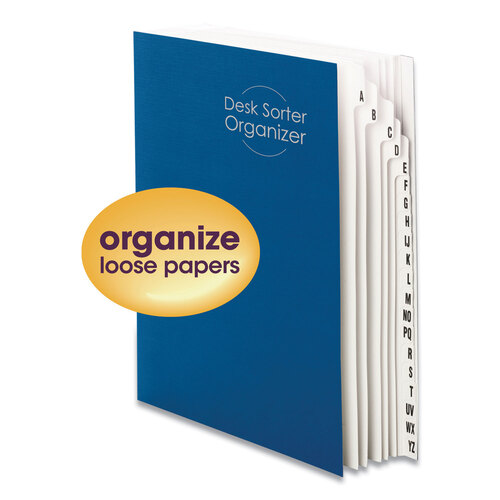 SMD89282 - Smead - Deluxe Expandable Indexed Desk File/Sorter, Reinforced Tabs, 20 Dividers, Alpha Index, Letter Size, Dark Blue Cover