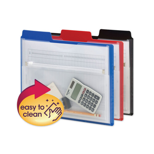 SMD89614 - Smead - Poly Project Organizer with Zip Pouch, 2-Sections, 1/3-Cut Tab, Letter Size, Assorted Colors, 3/Pack
