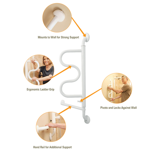 SRX9000 - Stander - Curve Grab Bar - Rotating Wall-Mounted Bathroom Assist Handle
