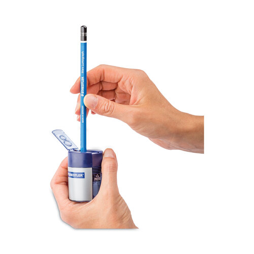 STD512001BK - Staedtler - Handheld Manual Double-Hole Plastic Sharpener, 1.57 x 1.65 x 2.2, Blue/Silver, 6/Box