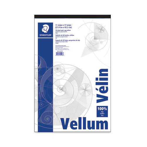 STD9461117P - Staedtler - Mars Translucent Vellum Art and Drafting Paper, 16 lb Bristol Weight, 11 x 17, Translucent, 50/Pad